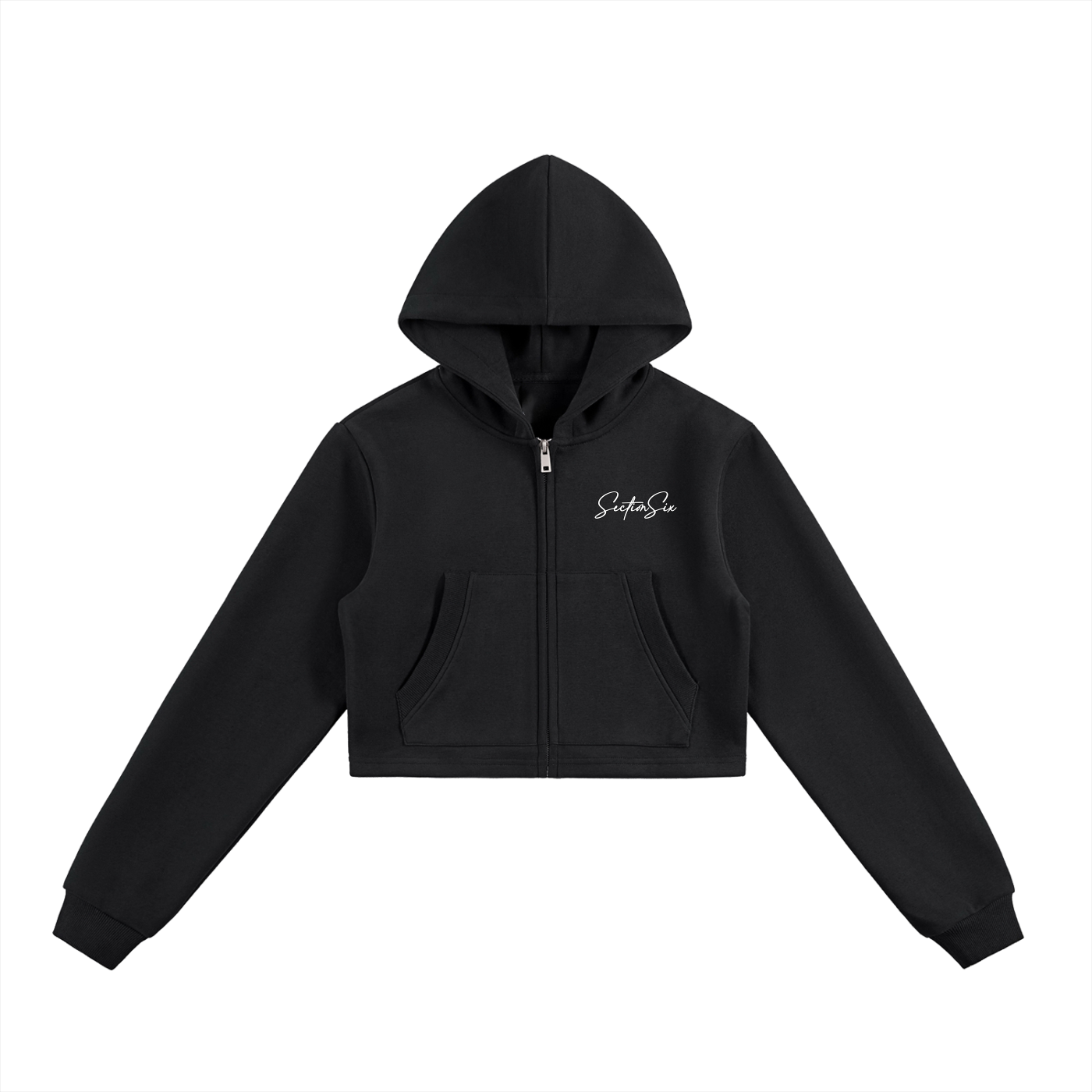 Ladies - Essential Cropped Zip-Up Hoodie