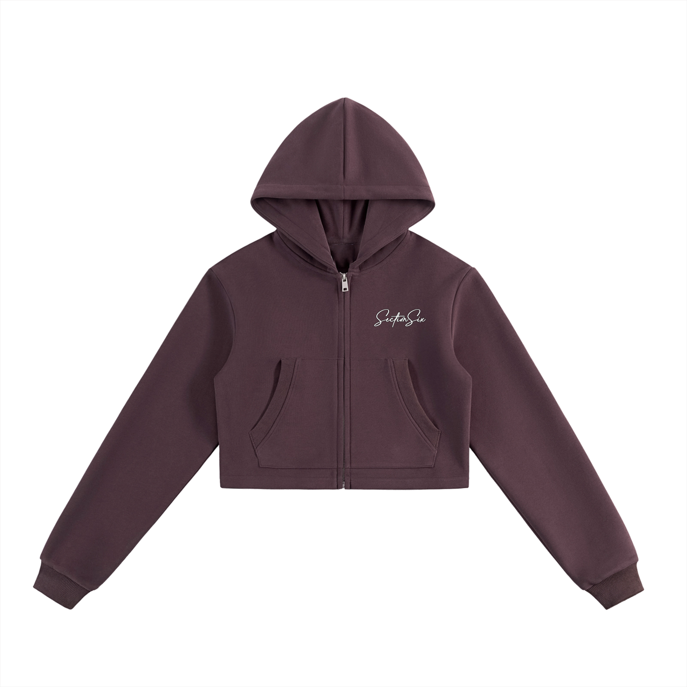 Ladies - Essential Cropped Zip-Up Hoodie