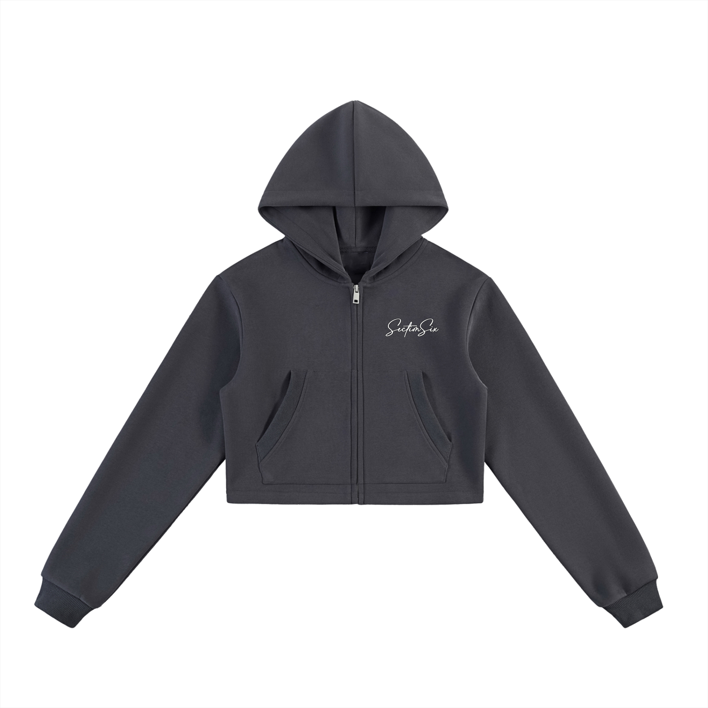 Ladies - Essential Cropped Zip-Up Hoodie