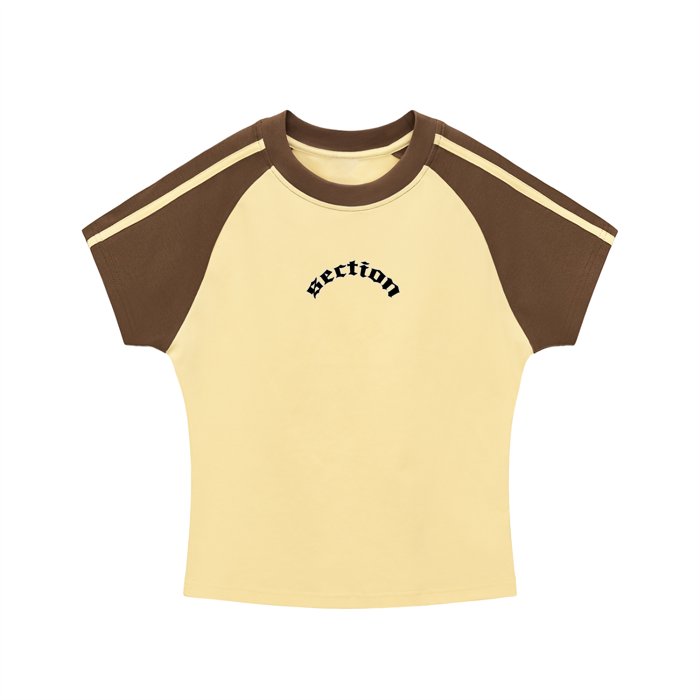 Ladies - Contrast Stripes Bodycon Raglan  Sleeve T-Shirt