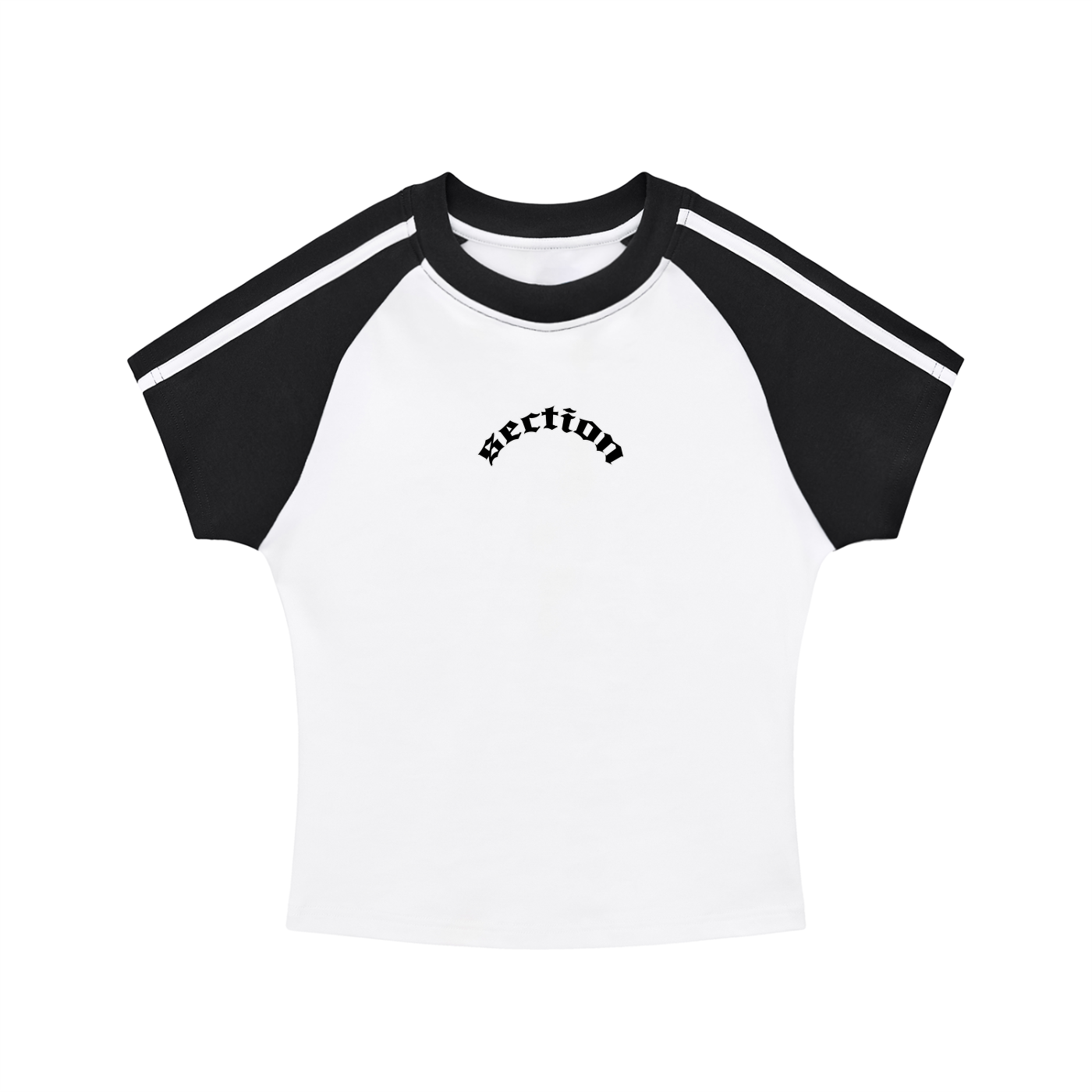 Ladies - Contrast Stripes Bodycon Raglan  Sleeve T-Shirt