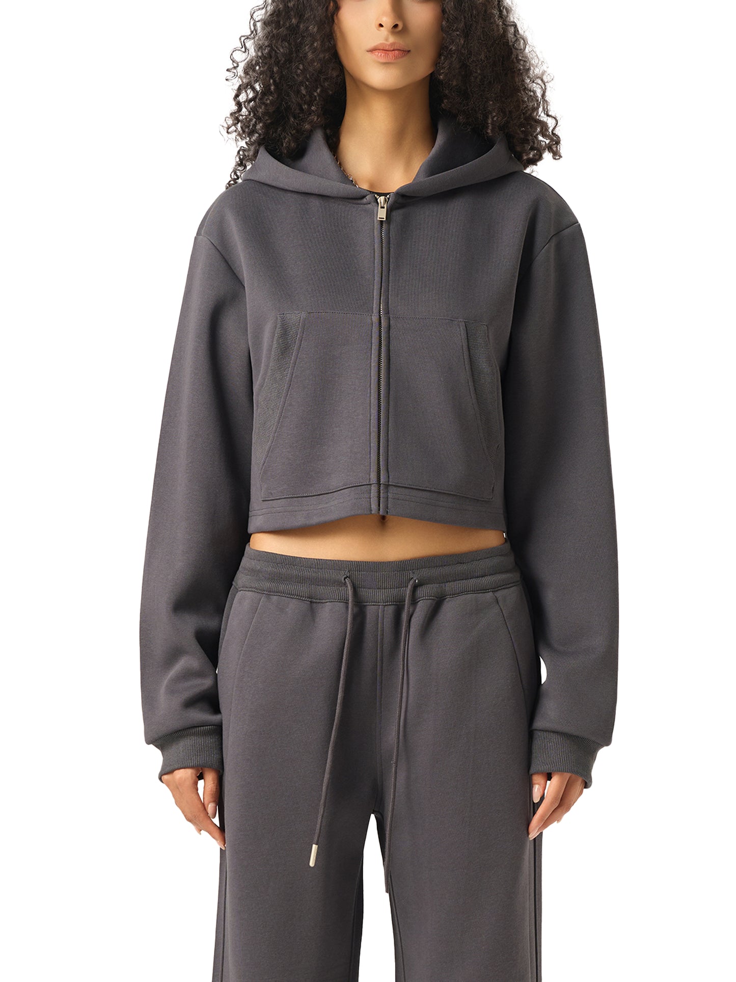Ladies - Essential Cropped Zip-Up Hoodie